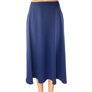 Uniqlo Women's Blue High Waisted Flared Pleated A Line Drape Midi Skirt Size 4